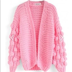Chicwish pink pom cardigan